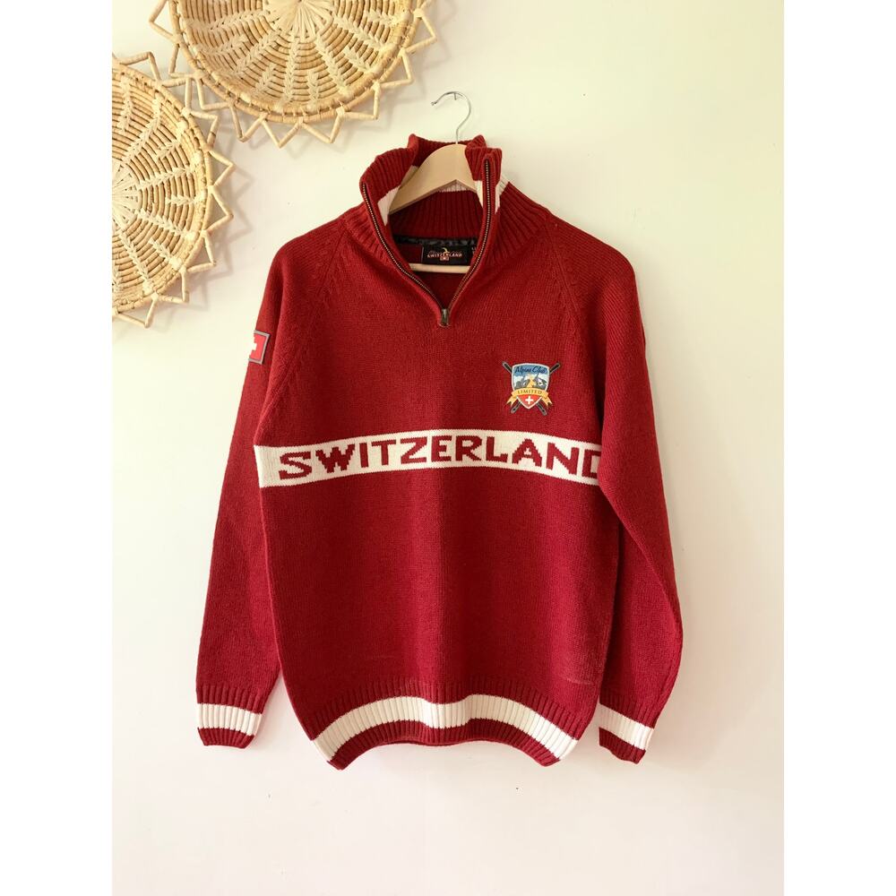 Swiss Made Alpine Club Red Zip Up Sweater